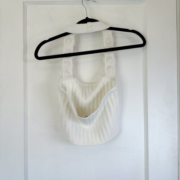 Majorelle | Amar Rosette Rose Crochet Halter Knit Top in Ivory White‎ Medium - Picture 4 of 7